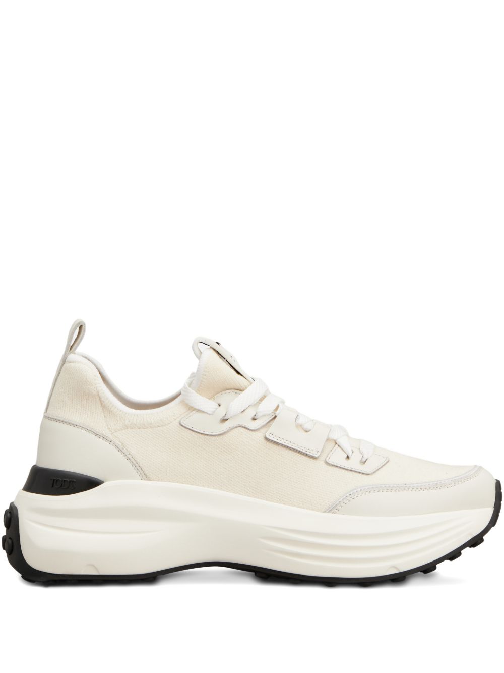 Tod'S Fabric and Leather Platform Sneaker — Beige
