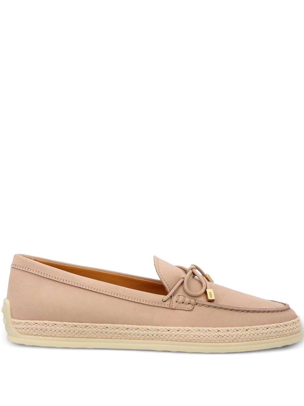 Tod'S Nubuck Rope-Trim Loafer — Beige