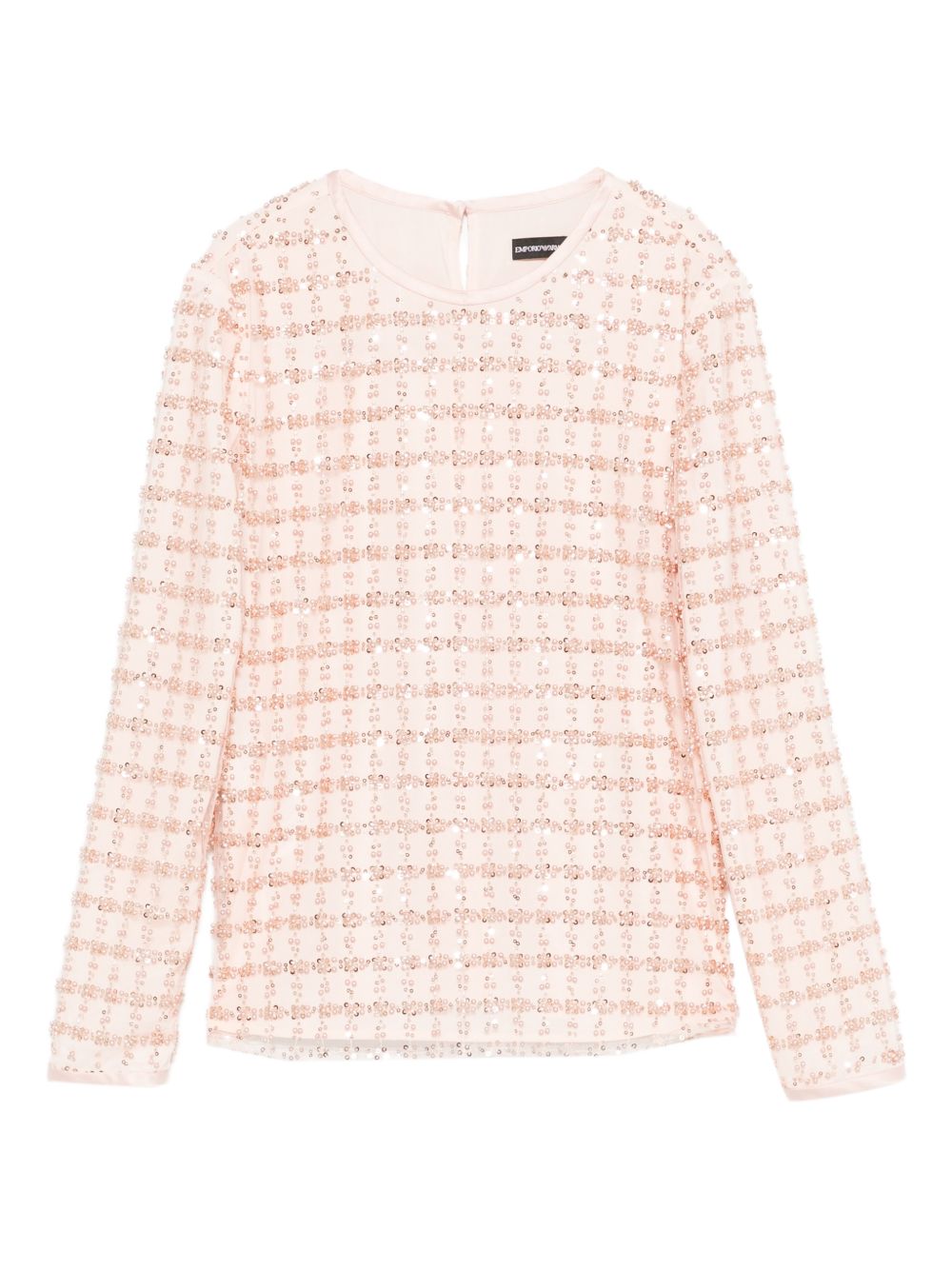 Emporio Armani Sequin-Embroidered Grid Blouse — Pink