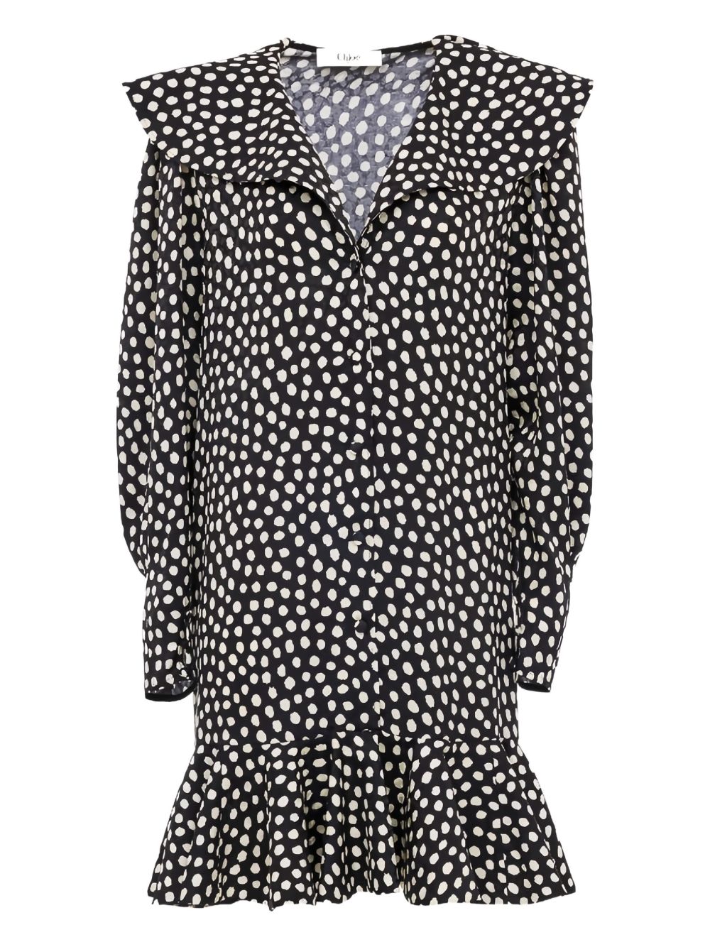 Chloé Polka-Dot Silk Dress — Black