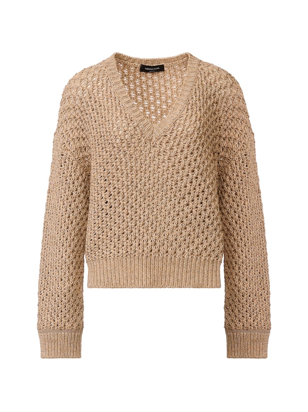 Fabiana Filippi Open-Knit Cotton Sweater — Beige