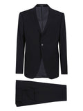 Emporio Armani Wool Single-Breasted Pant Suit — Black