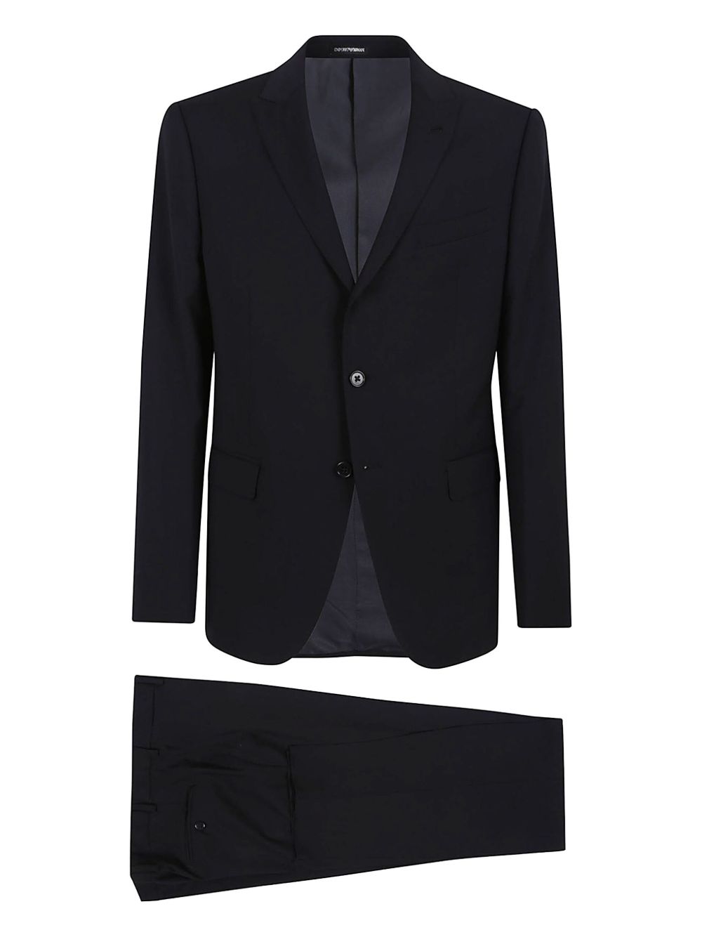 Emporio Armani Wool Single-Breasted Pant Suit — Black