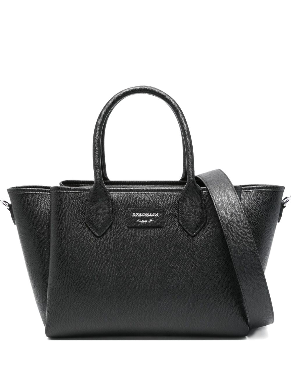 Emporio Armani Palmellato Leather Shoulder Bag — Black
