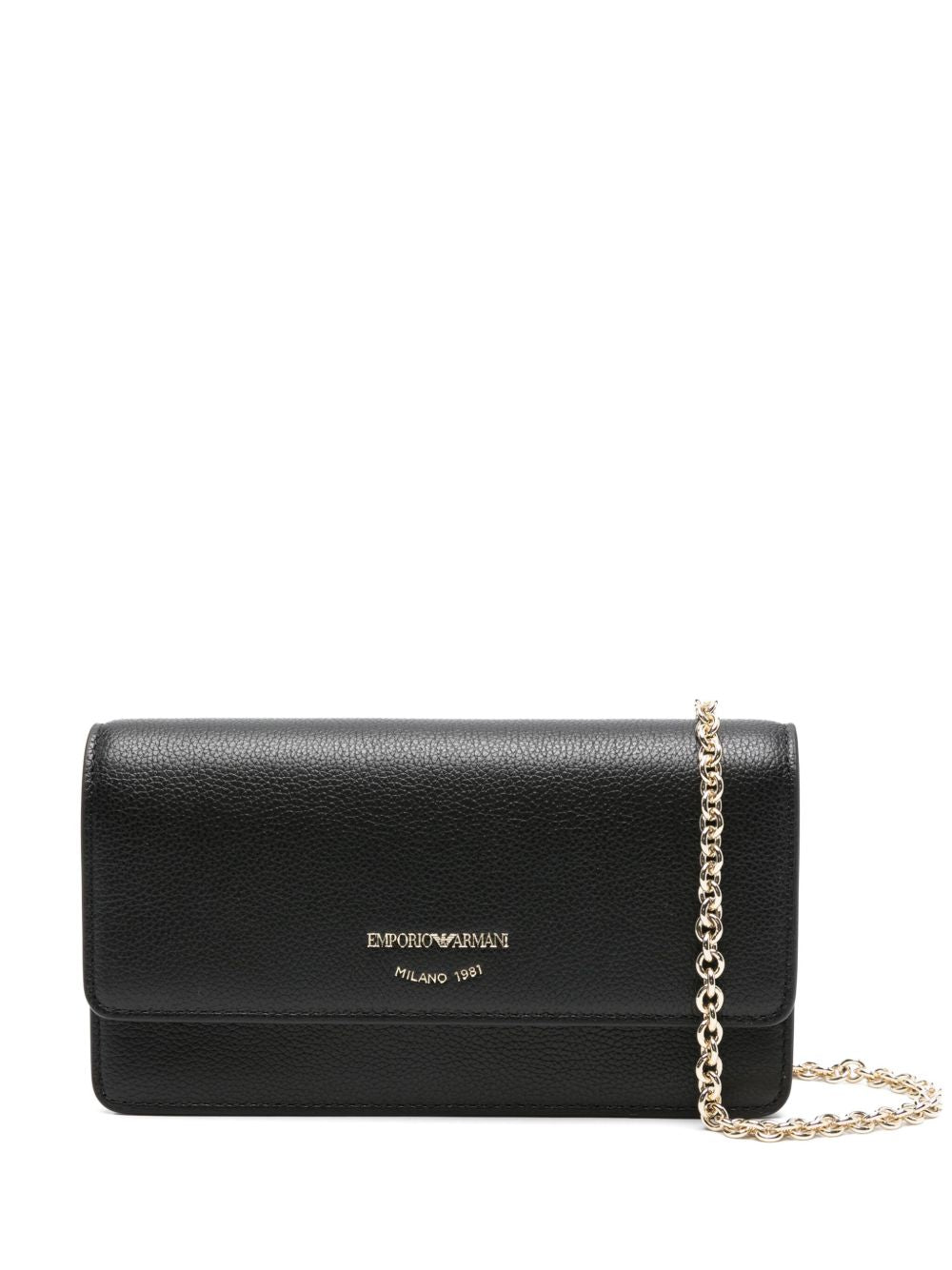 Emporio Armani Tumbled Leather Clutch — Black