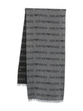 Emporio Armani Logo-Jacquard Wool Blend Scarf — Grey