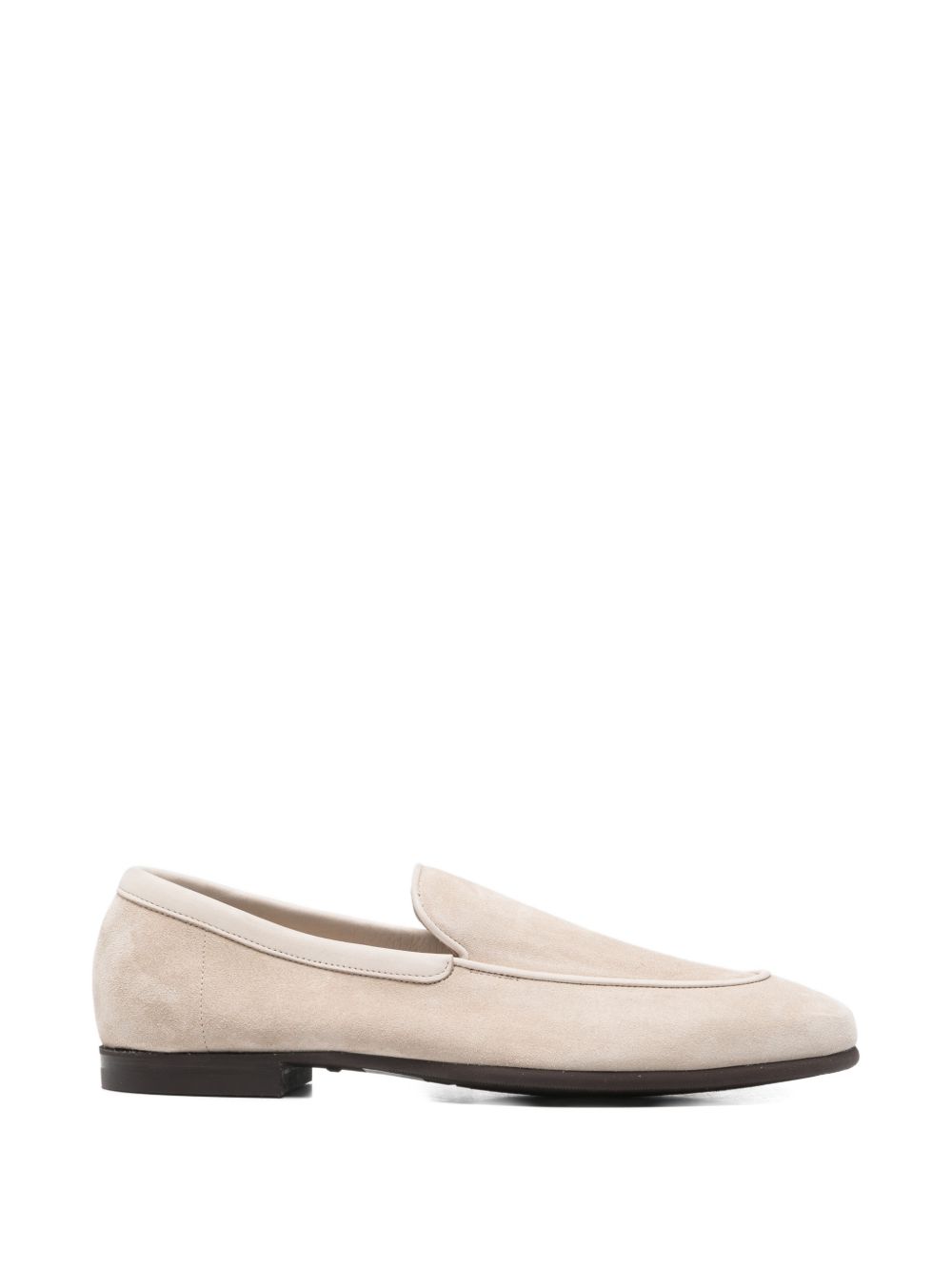 John Lobb Piped Suede Loafer — Beige