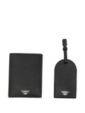 Emporio Armani Saffiano Leather Passport Holder — Black
