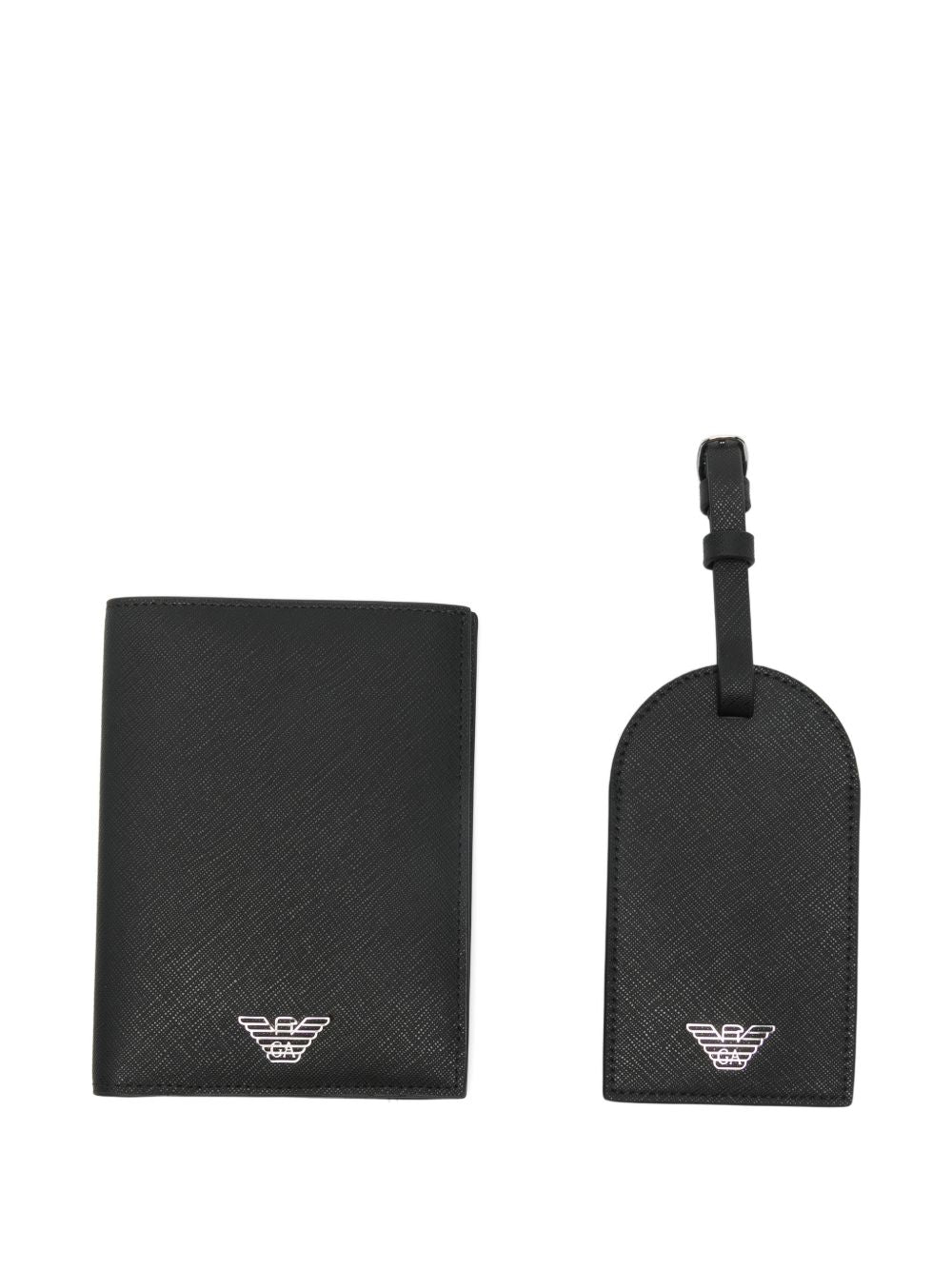 Emporio Armani Saffiano Leather Passport Holder — Black
