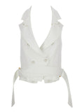 Elisabetta Franchi Double-Breasted Belted Vest — White