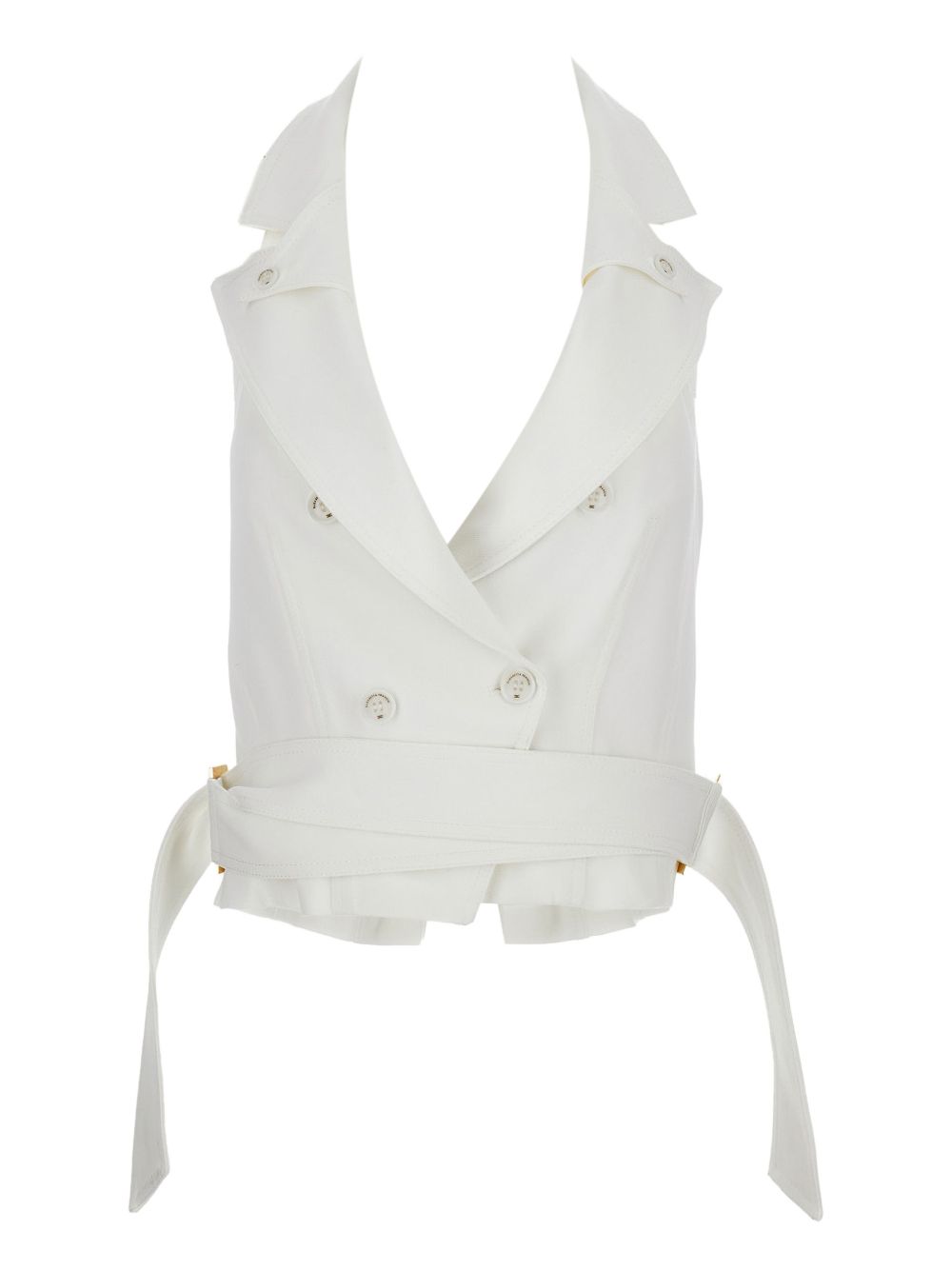 Elisabetta Franchi Double-Breasted Belted Vest — White