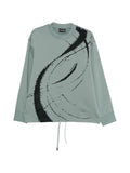Emporio Armani Abstract Print Cotton Sweatshirt — Sage Green