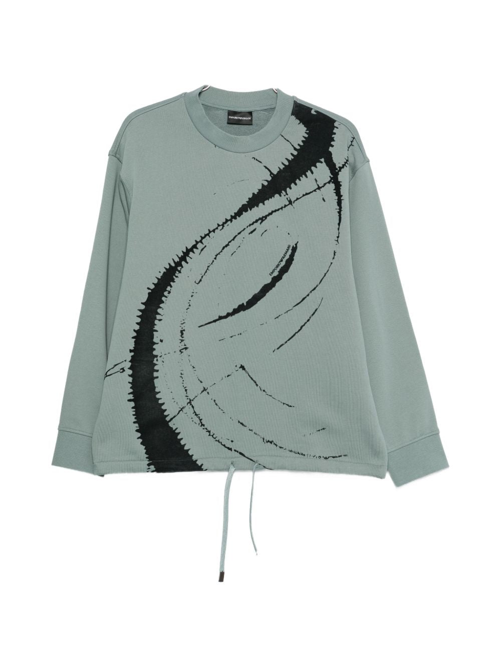 Emporio Armani Abstract Print Cotton Sweatshirt — Sage Green