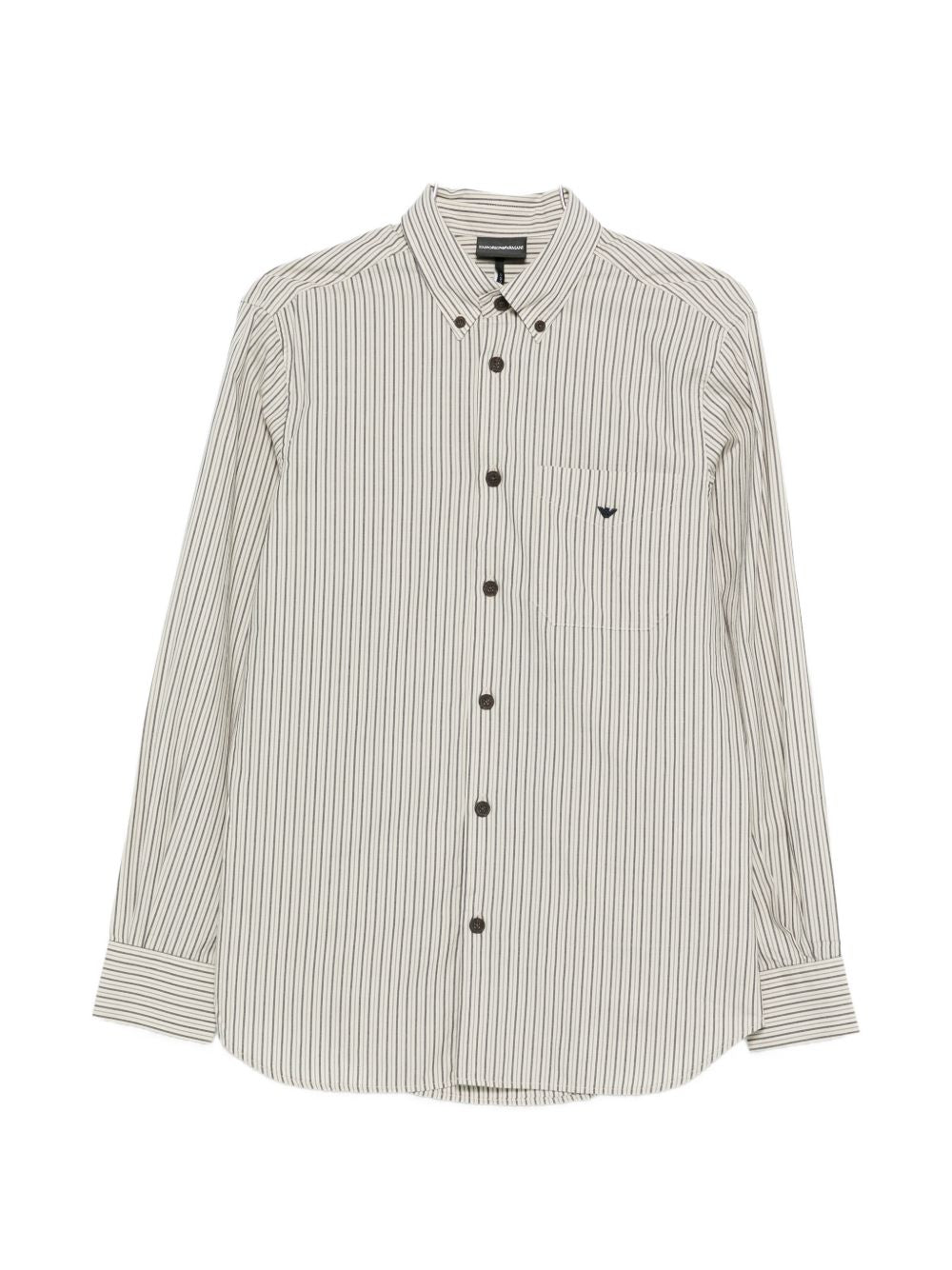 Emporio Armani Striped Cotton Shirt — Beige