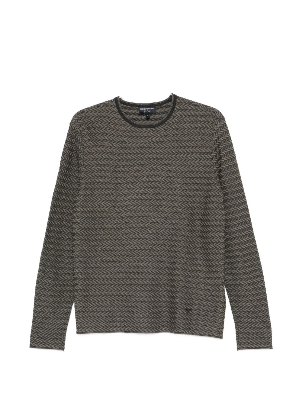 Emporio Armani Herringbone Wool Knit Sweater — Charcoal