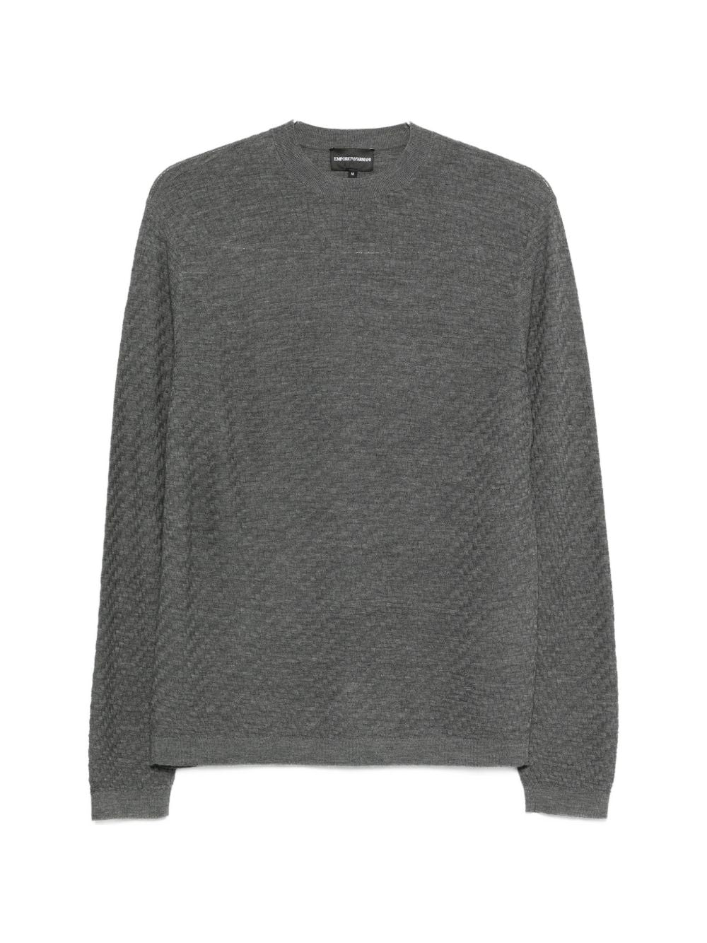 Emporio Armani Virgin Wool Textured Knit Sweater — Grey