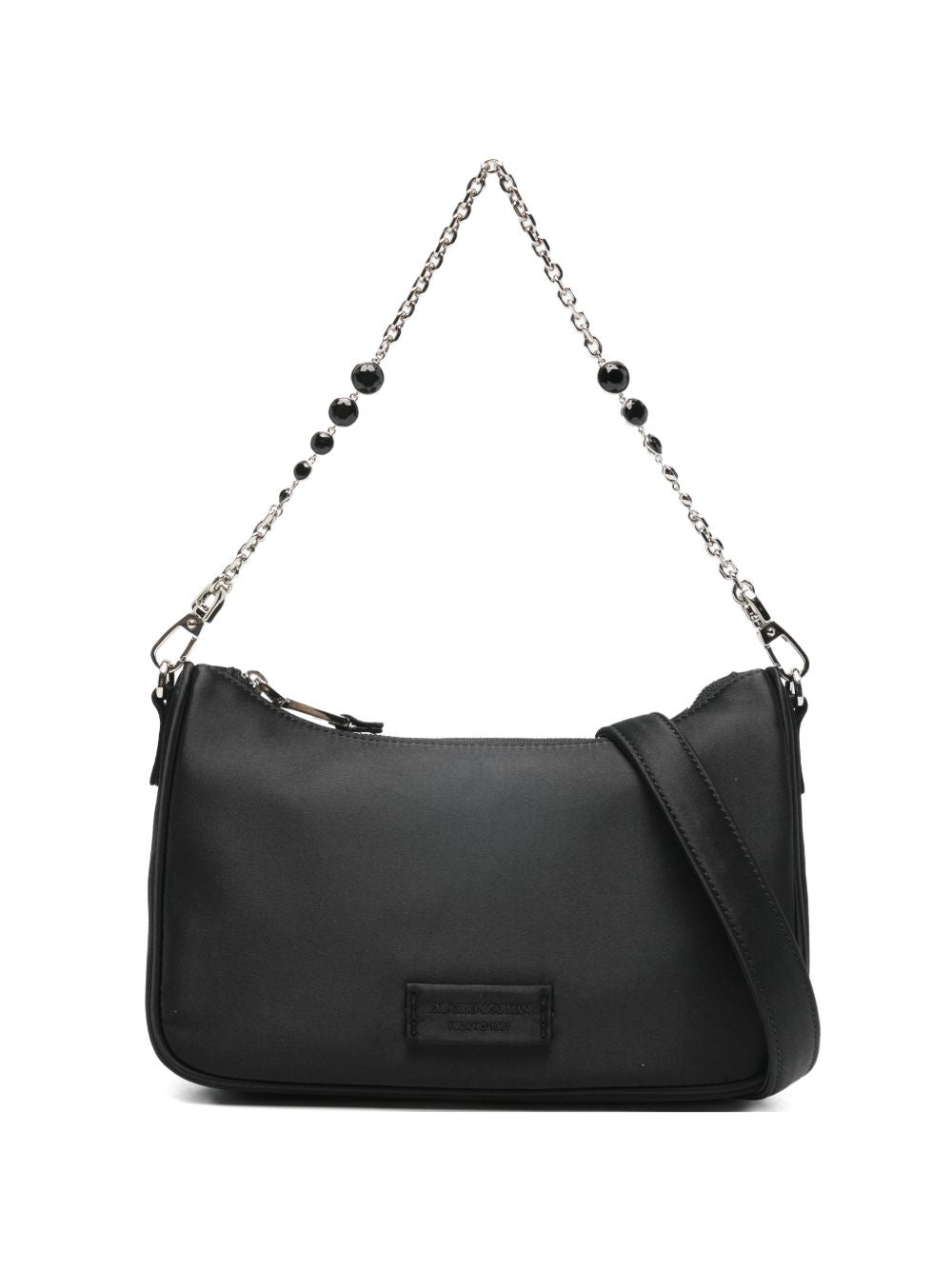 Emporio Armani Beaded Chain Strap Shoulder Bag — Black