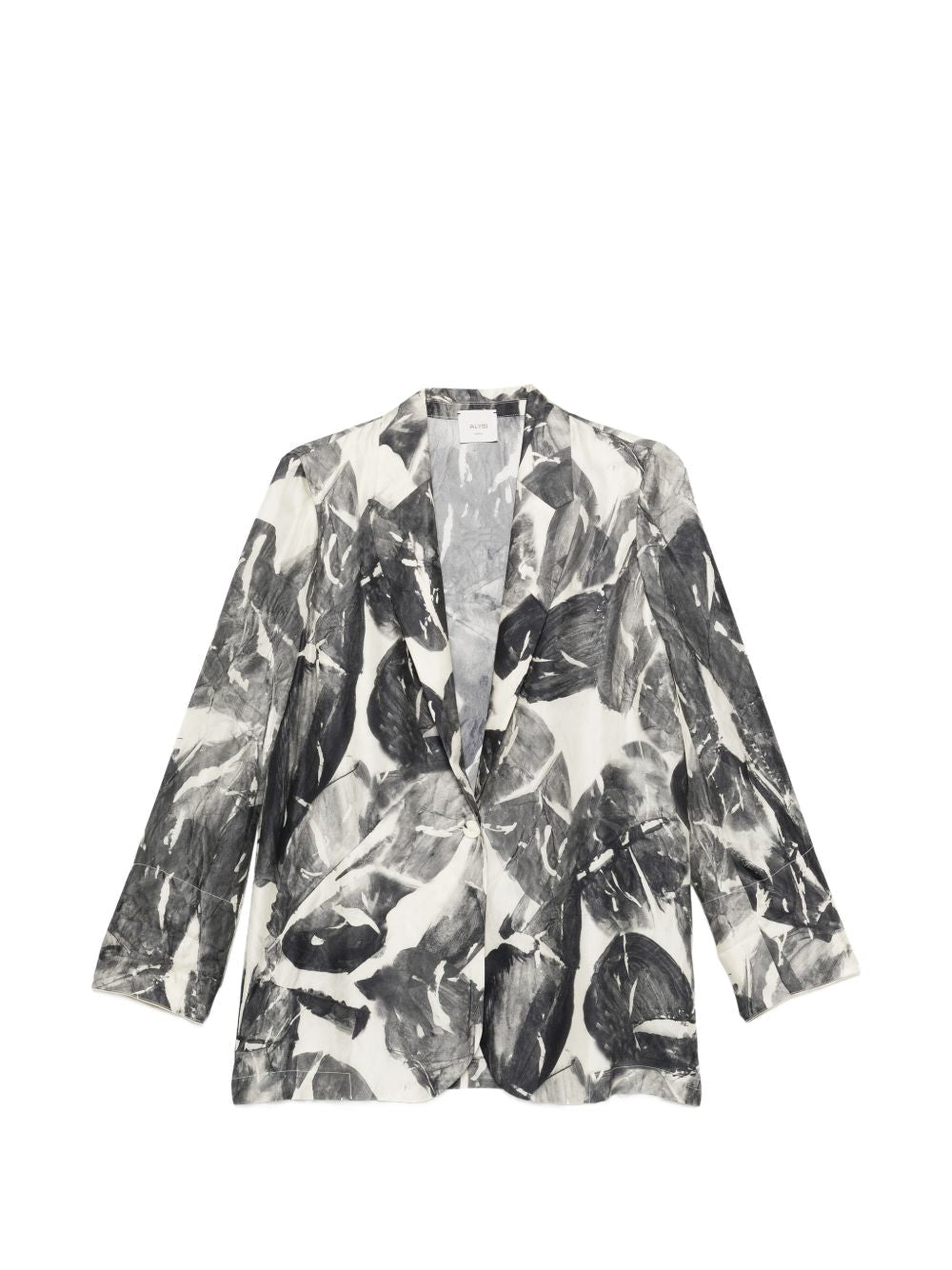 Alysi Printed Silk-Nylon Blazer — Black