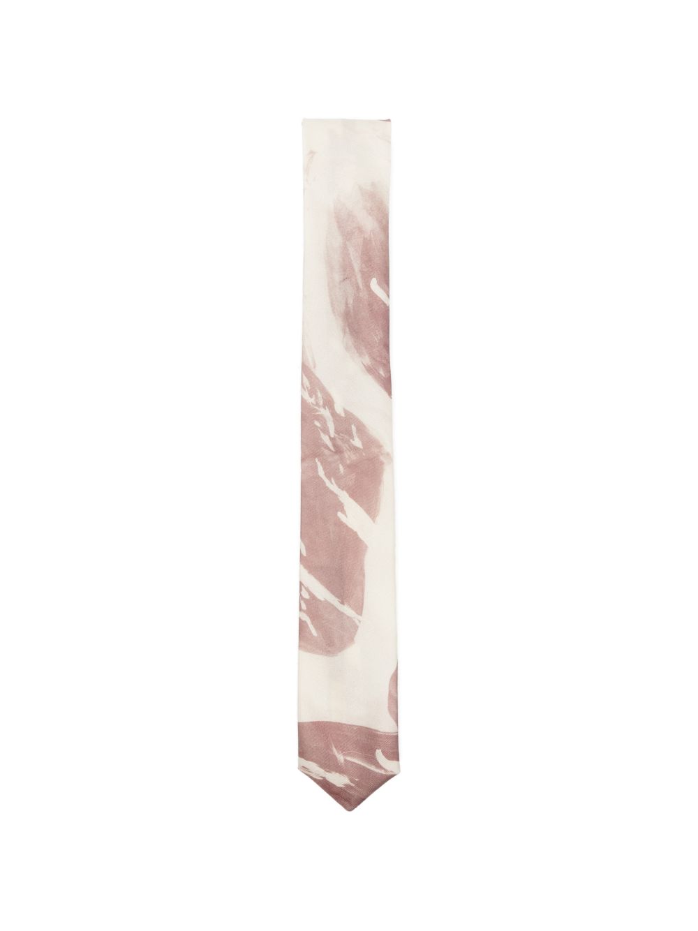 Alysi Printed Silk Necktie — Cream