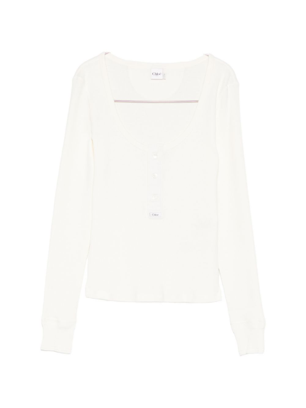 Chloé Cotton Ribbed-Knit Sweater — white