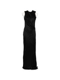 Elisabetta Franchi Draped Sleeveless Evening Dress — Black
