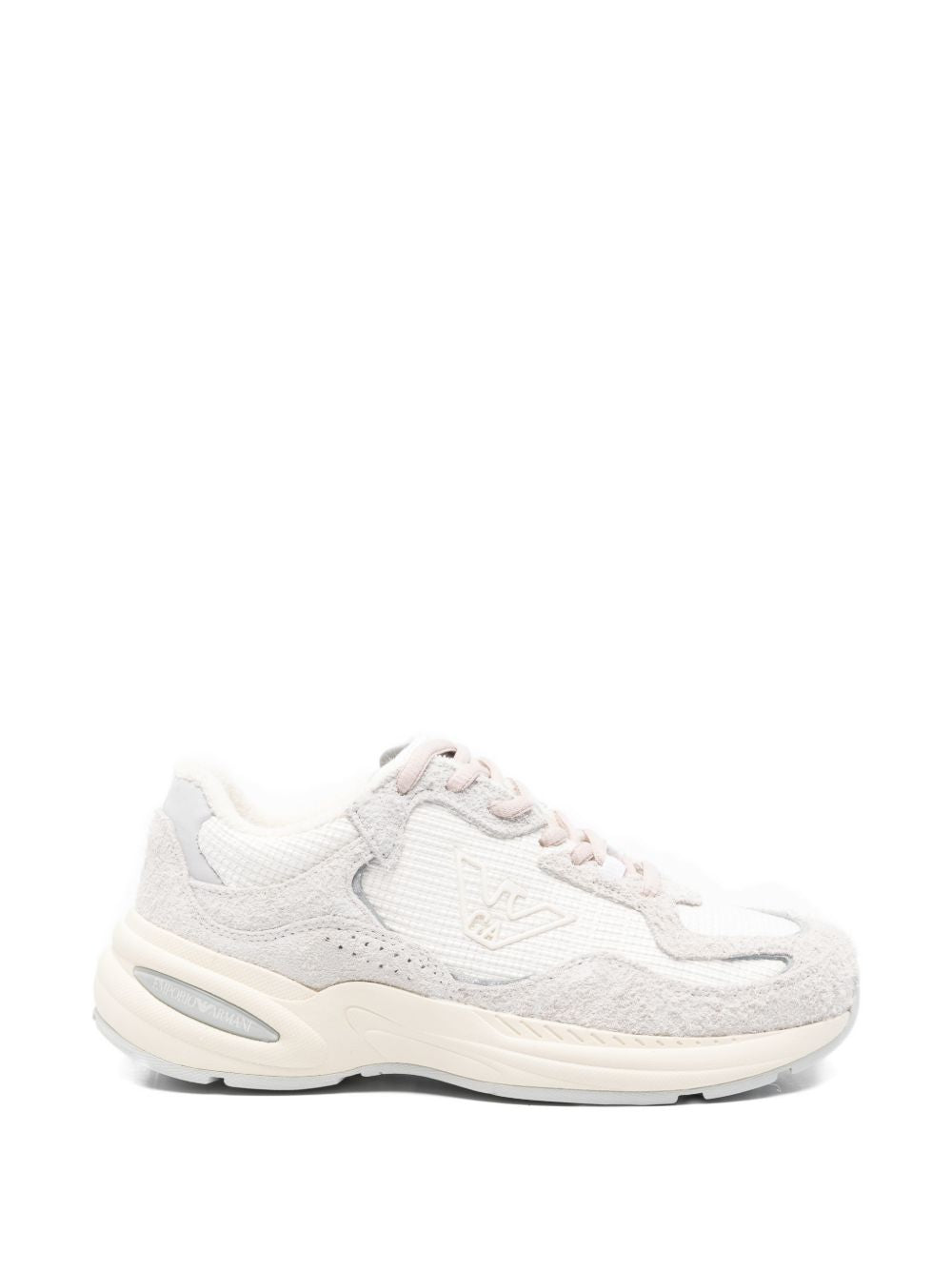 Emporio Armani Rafia and Suede Sneaker — White