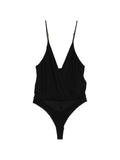 Elisabetta Franchi V-Neck Silk Bodysuit — Black
