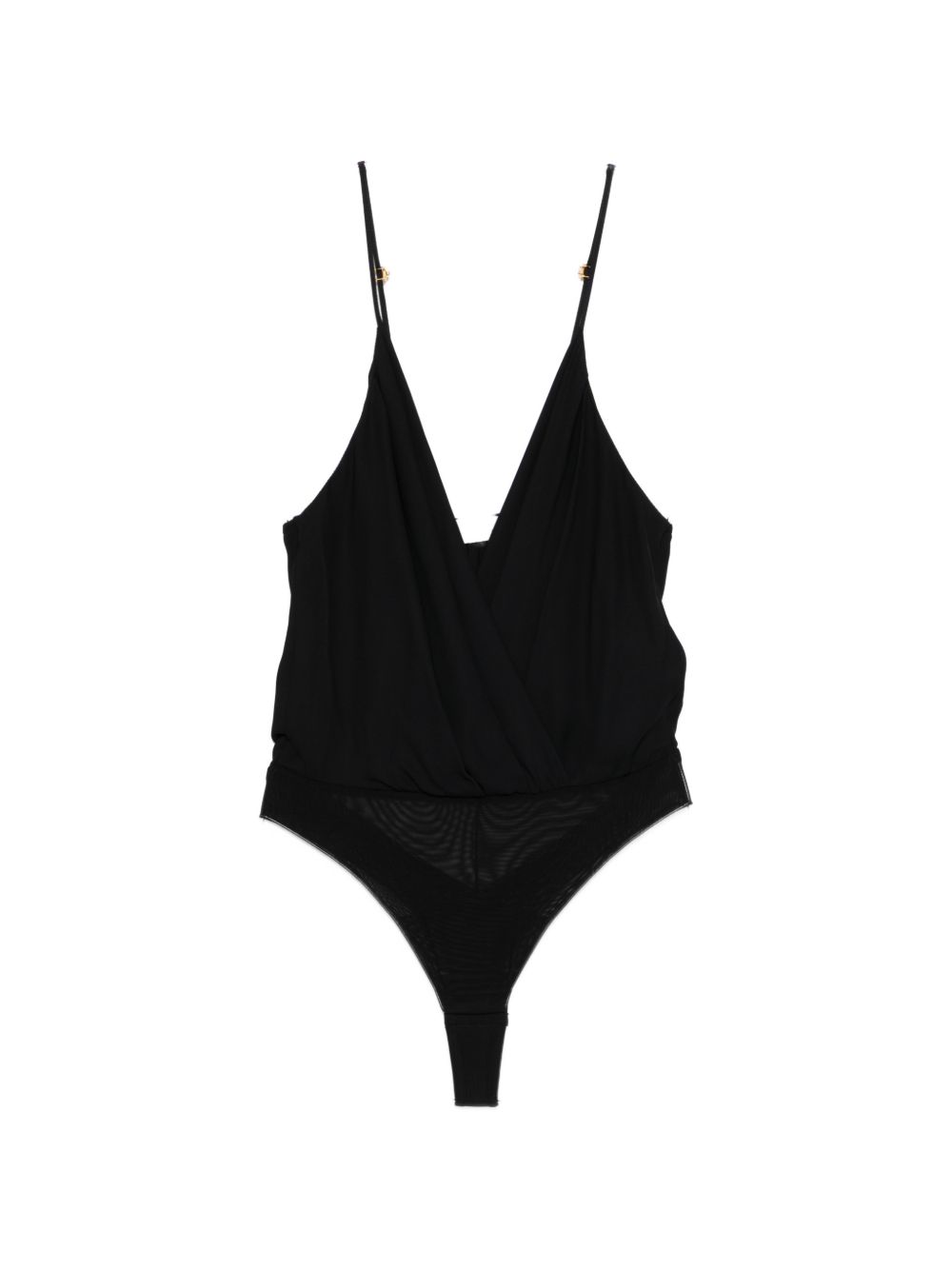 Elisabetta Franchi V-Neck Silk Bodysuit — Black