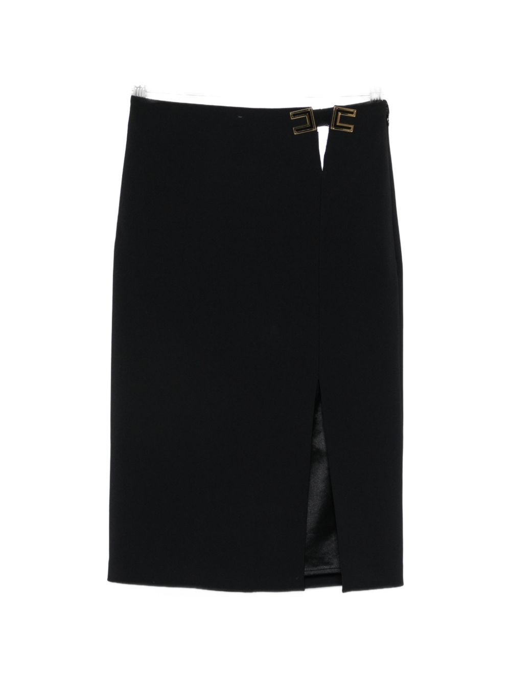 Elisabetta Franchi Logo-Embellished Midi Skirt — Black