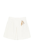 Emporio Armani Pleated Tweed Skirt — Cream