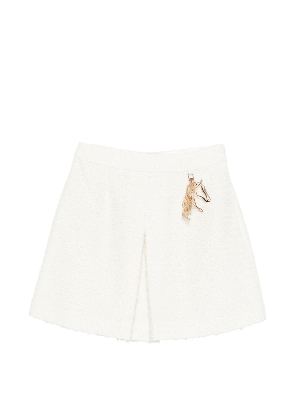 Emporio Armani Pleated Tweed Skirt — Cream