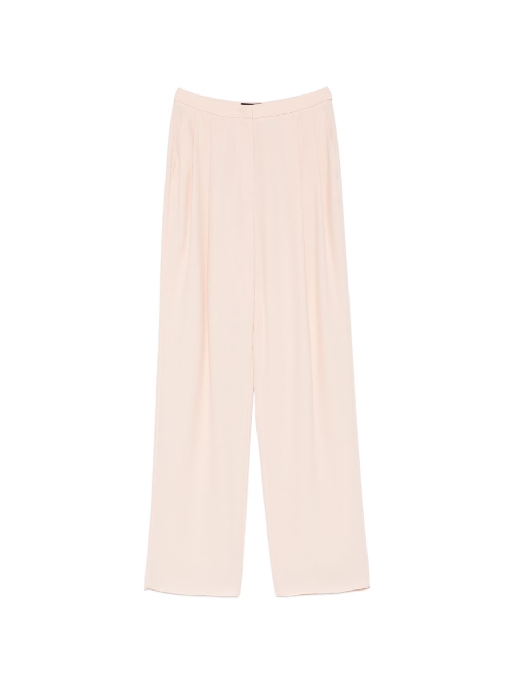 Emporio Armani Pleated Wide-Leg Trousers — Cream