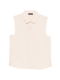 Emporio Armani Sleeveless Button-Front Blouse — Beige