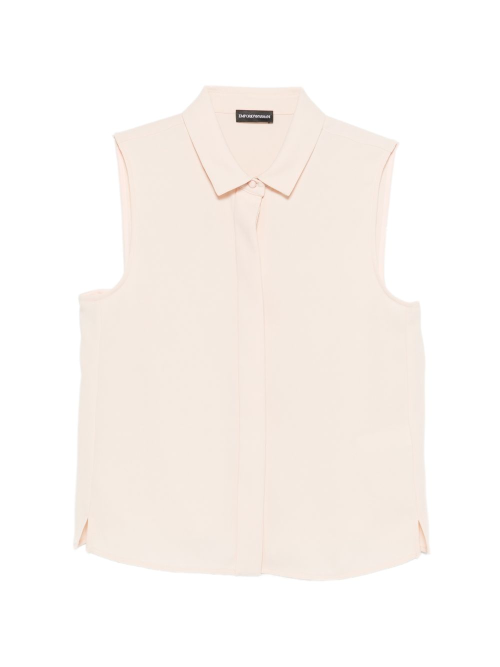 Emporio Armani Sleeveless Button-Front Blouse — Beige