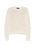 Fabiana Filippi Open-Knit Crewneck Sweater — Cream