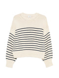 Alysi Striped Cotton Sweater — Cream