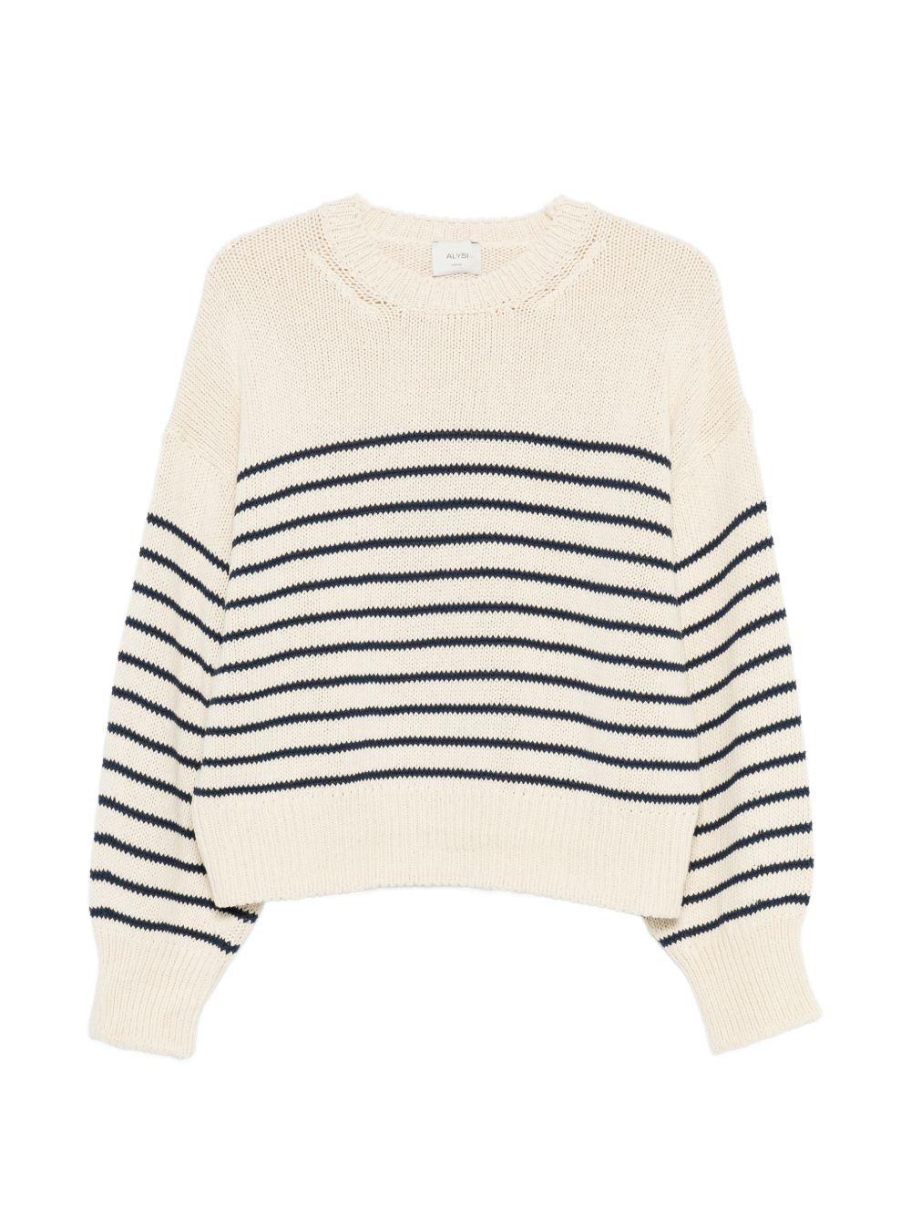 Alysi Striped Cotton Sweater — Cream