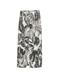 Alysi Silk Print Skirt — Beige