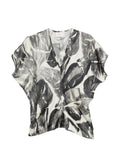 Alysi Abstract Printed Silk Shirt — Cream