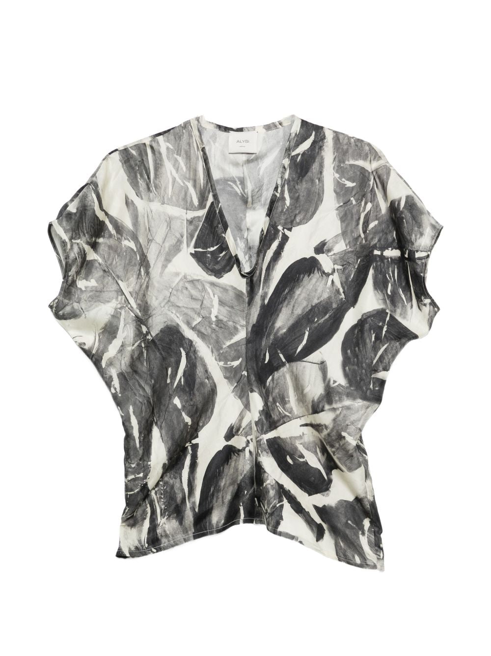 Alysi Abstract Printed Silk Shirt — Cream