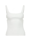 Courreges Pre Ribbed Knit with Cut-Out Shoulders Tank Top — white