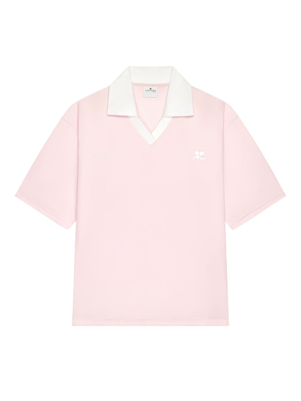 Courreges Pre Logo-Embroidered Oversize Polo Shirt — Pink