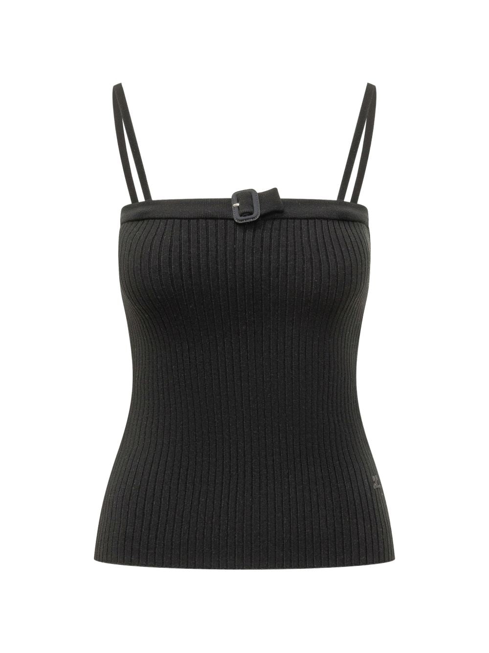 Courreges Pre Ribbed Buckle Tank Top — Black