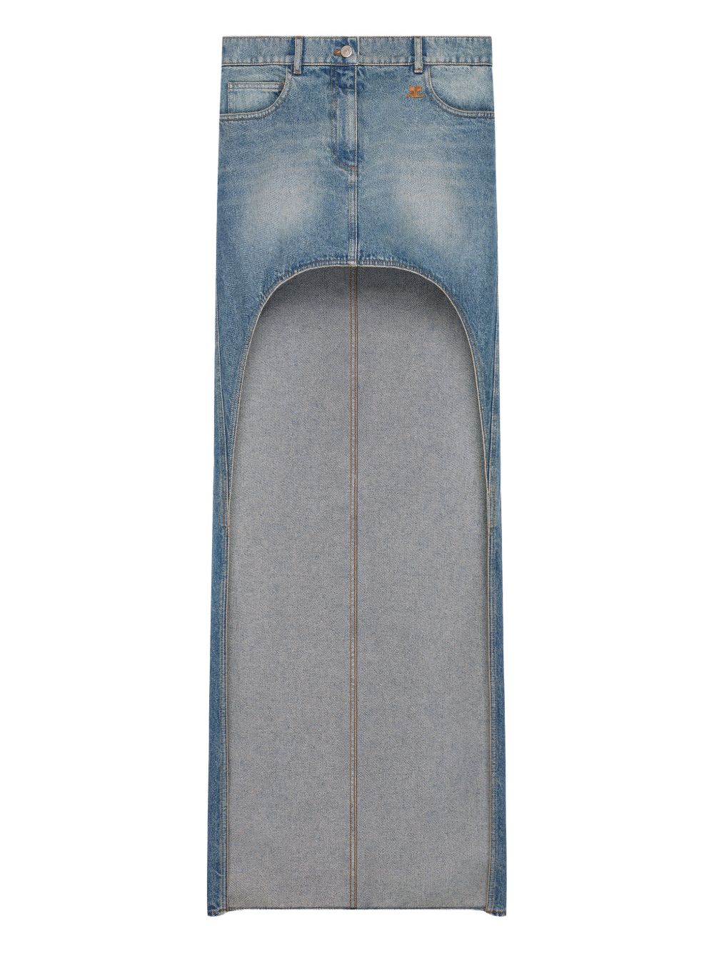 Courreges Pre Cut-Out Denim Skirt — Blue