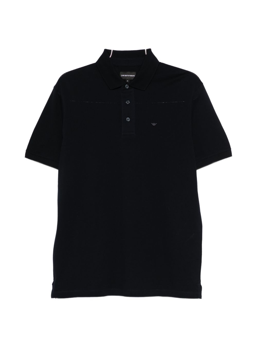 Emporio Armani Logo-Embroidered Cotton Polo Shirt — Black