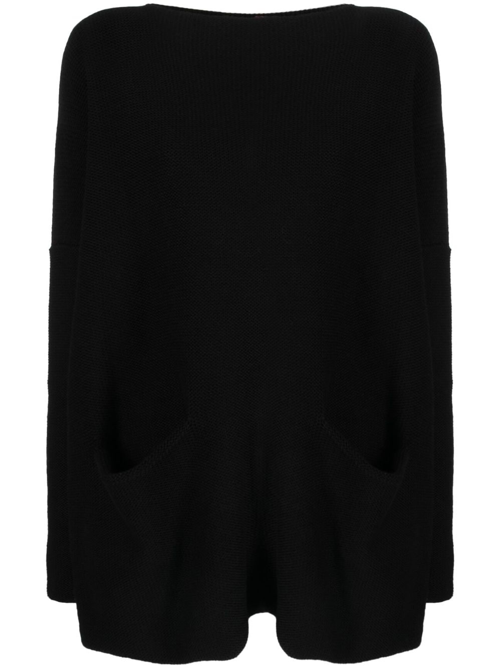 Daniela Gregis Cotton Boat Neck Sweater — Black