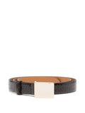 Alysi Crocodile-Embossed Leather Belt — Brown