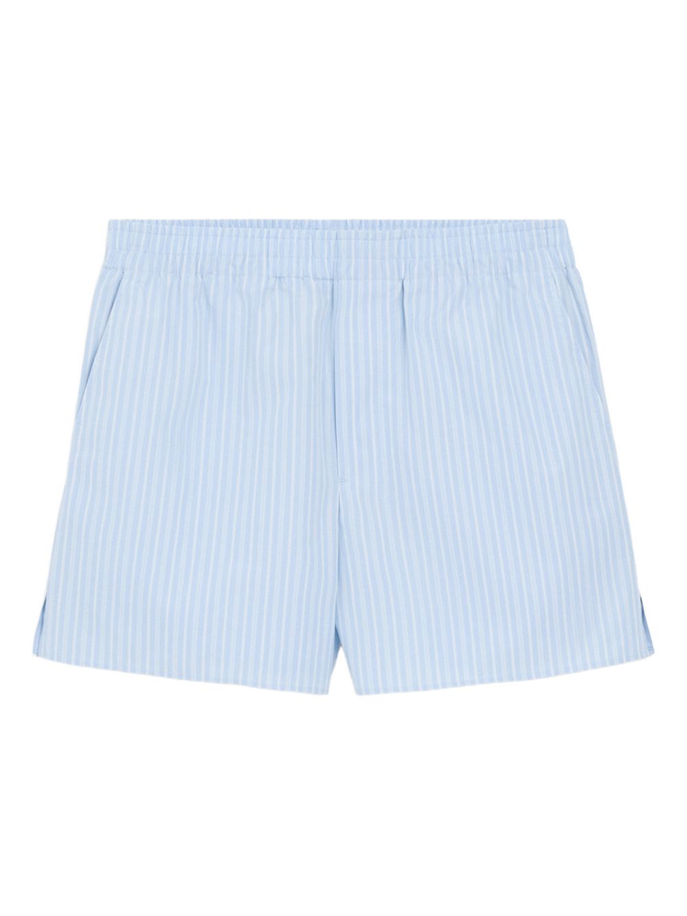 Ami Paris Striped Cotton Shorts — Light Blue