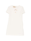 Valentino Wool-Silk Blend with Cutout Detail Dress — Cream