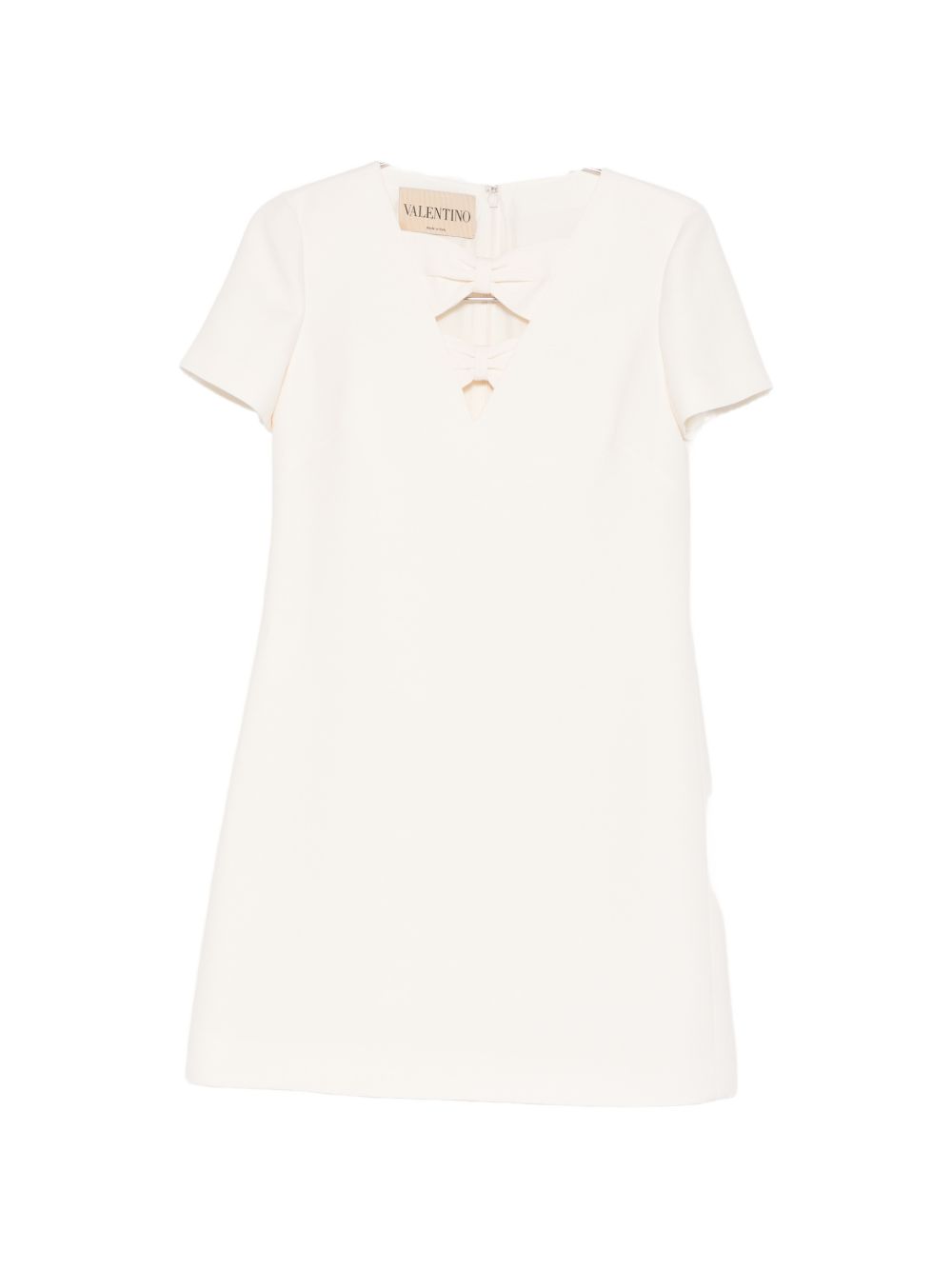 Valentino Wool-Silk Blend with Cutout Detail Dress — Cream